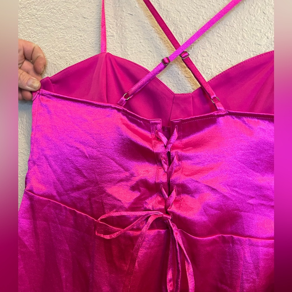 Magenta Satin Dress XXL - Picture 2 of 3